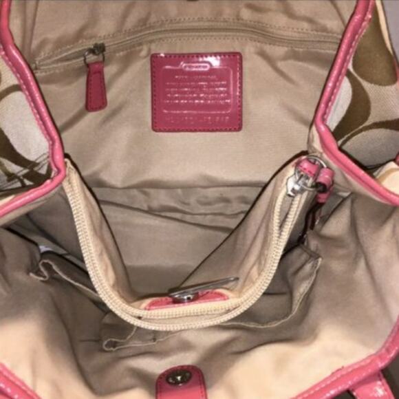 COACH SIGNATURE STRIPE CARRYALL SATCHEL BAH - Picture 4 of 6